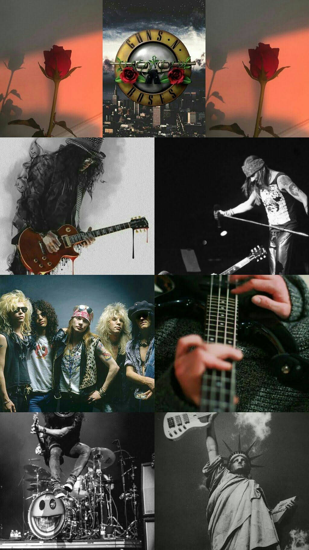 Guns N’ Roses, Bandlogo, Collage, Gitarrist, Rockband, Hintergrundbild für iPhone und Android