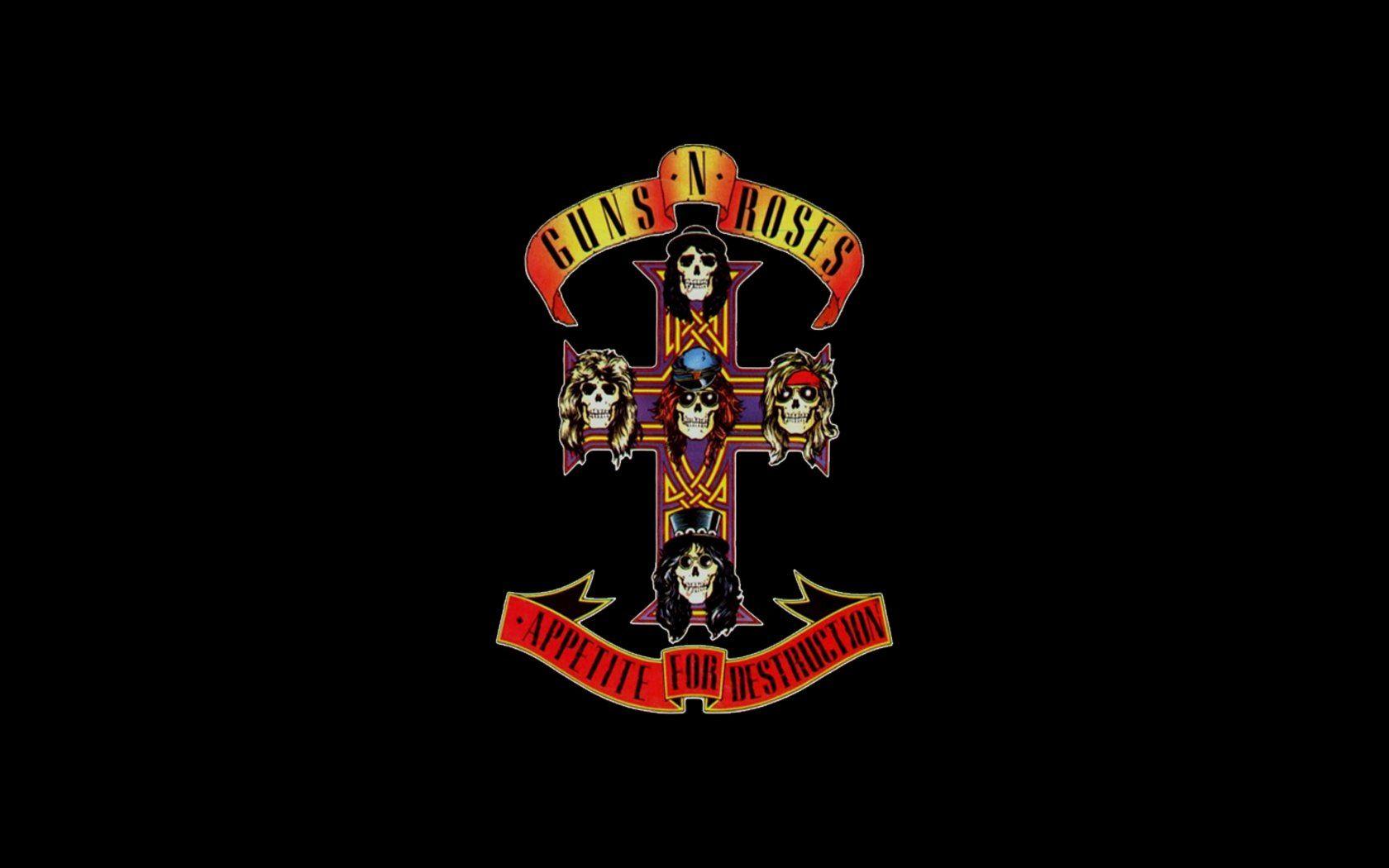 Guns N’ Roses, Appetite for Destruction, Kreuz, Totenköpfe, Schwarzer Hintergrund, HD Wallpaper