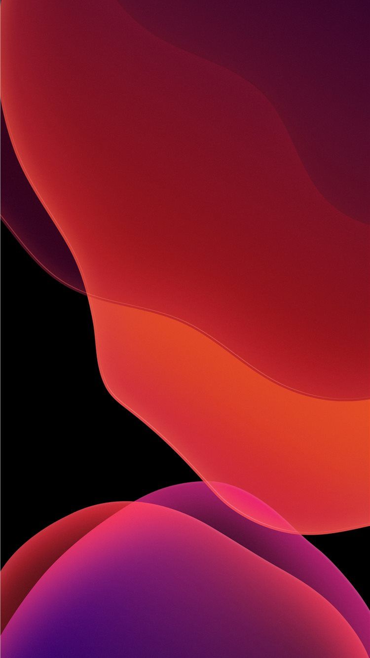 iOS 13, Abstrakt, Rot, Formen, Schwarzer Hintergrund, iPhone-16-Plus-Wallpaper