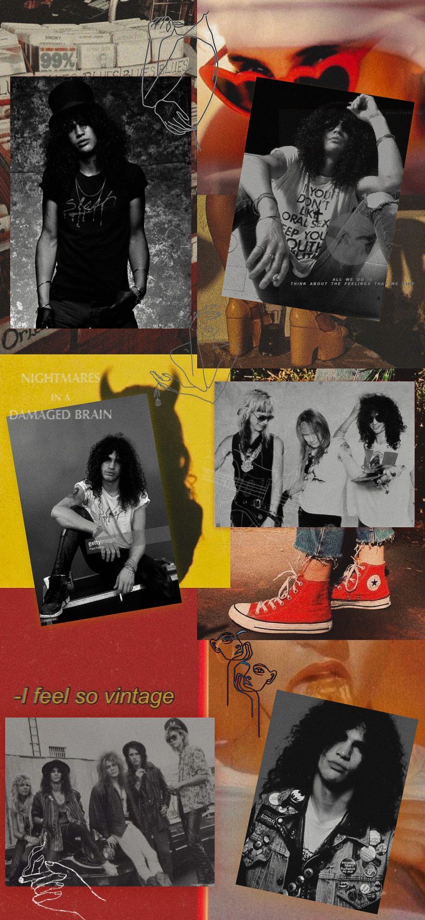 Guns N’ Roses, Collage, Fotowand, Rockband, Rot, HD, Hintergrundbild fürs Handy