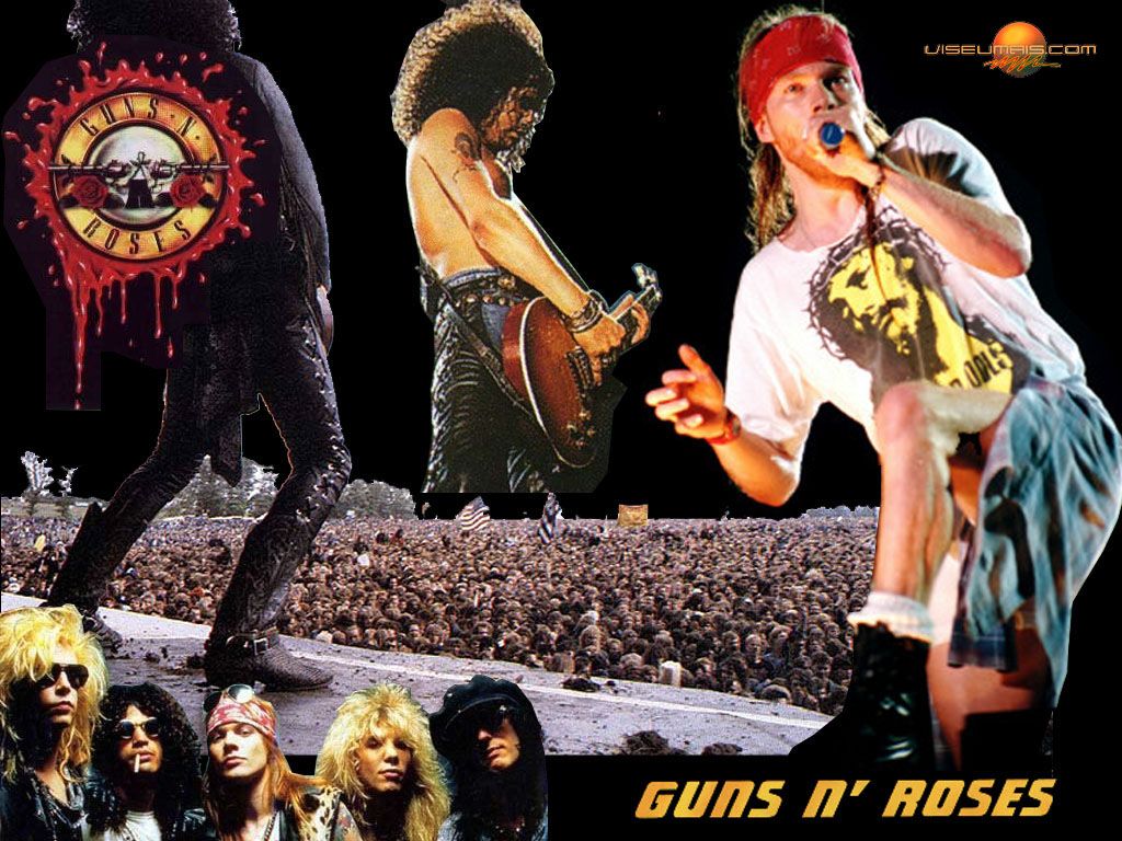 Guns N’ Roses, Axl Rose, Slash, Konzertpublikum, Bandlogo, Live-Auftritt, Hintergrundbild fürs iPad