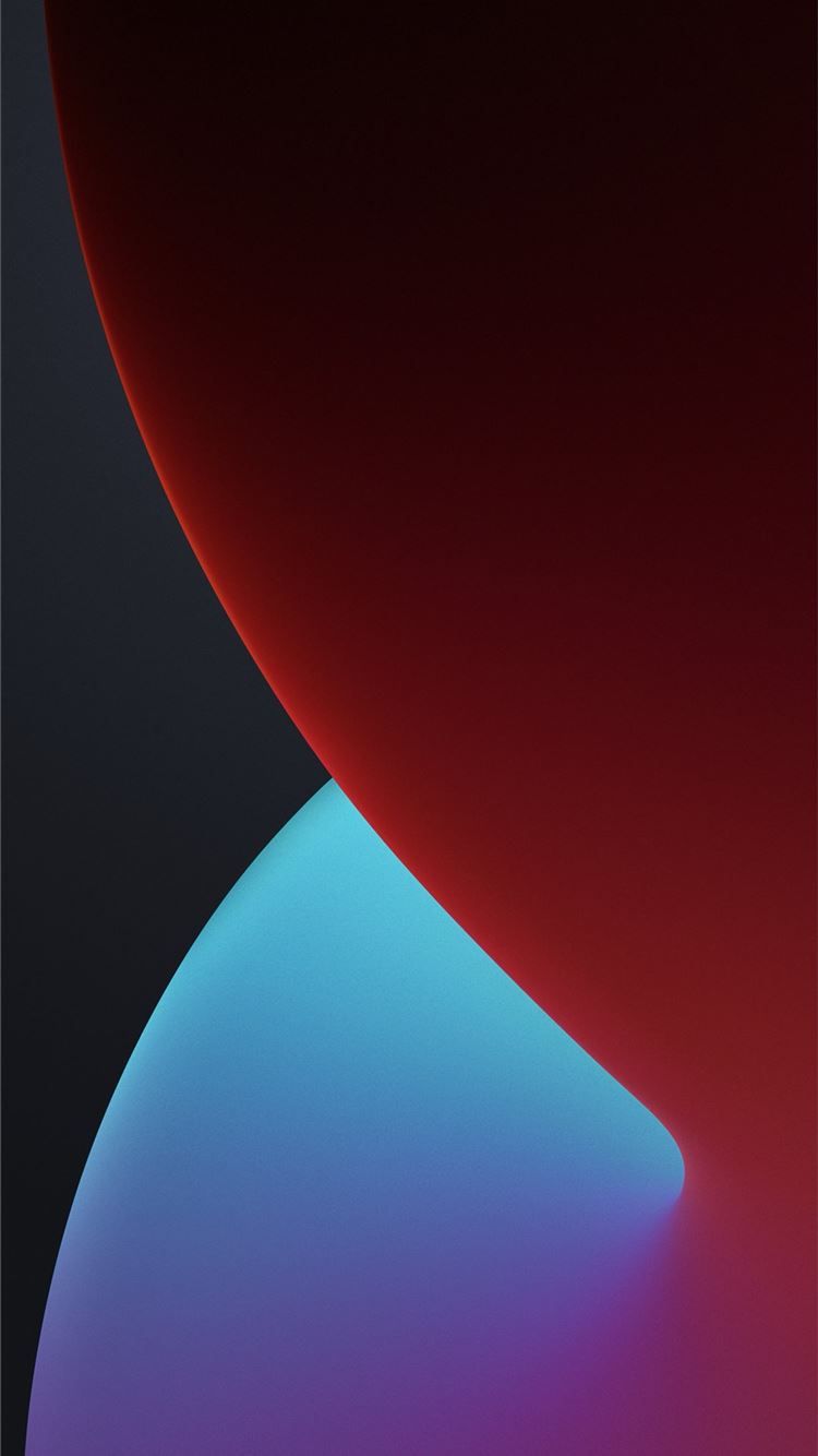 iOS 14, Abstrakt, Rot, Blau, Kurven, Dunkel, iPhone 16 Plus, Handy-Hintergrundbild