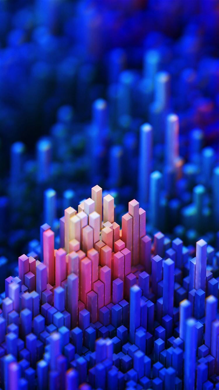 3D, Abstrakt, Säulen, Blau, Pink, Bokeh, iPhone 16 Plus, Handy-Hintergrund
