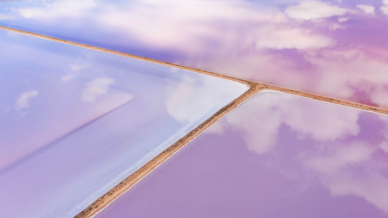 Salzseen, Luftaufnahme, Lila, Rosa, Abstrakt, HD, Hintergrundbild für den PC