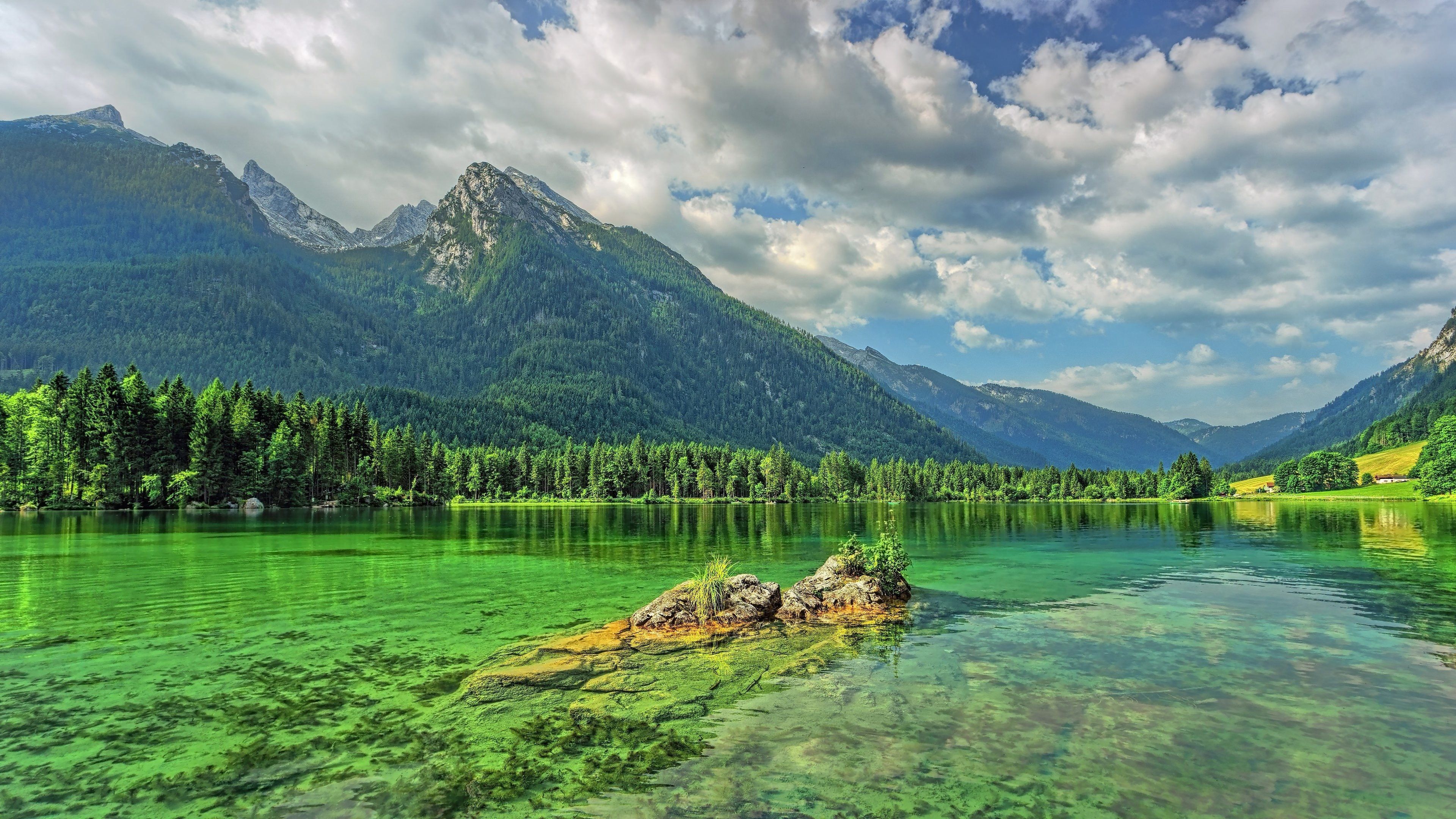 Hintersee, Berchtesgadener Land, Bayern, Alpen, Bergsee, Klares Wasser, 4K, PC-Hintergrundbild