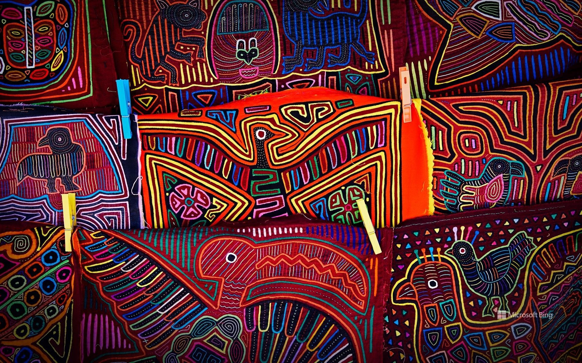 Mola, Textilkunst, Muster, Bunt, Stickerei, Panama, 16:10, Full-HD-Hintergrundbild für den Desktop