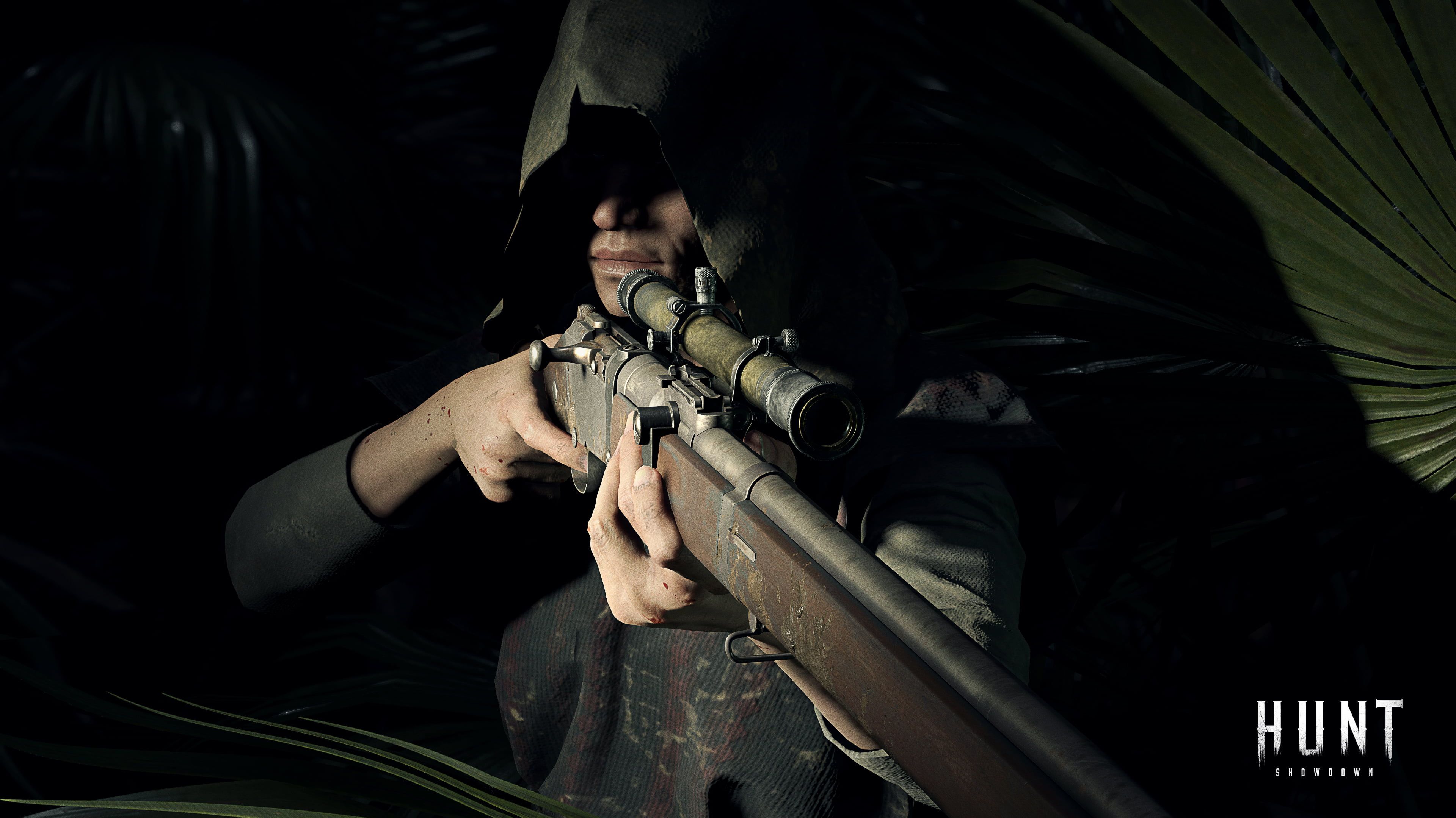 Hunt: Showdown, Scharfschütze, Zielfernrohr, Gewehr, Dunkel, 4K, PC-Hintergrundbild