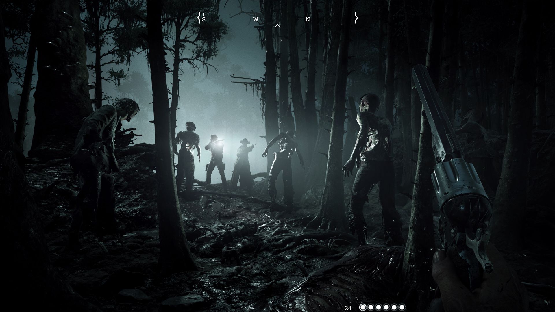 Hunt: Showdown, Jäger, Wald, Nacht, Taschenlampe, Full HD 1080p, Desktop-Hintergrundbild