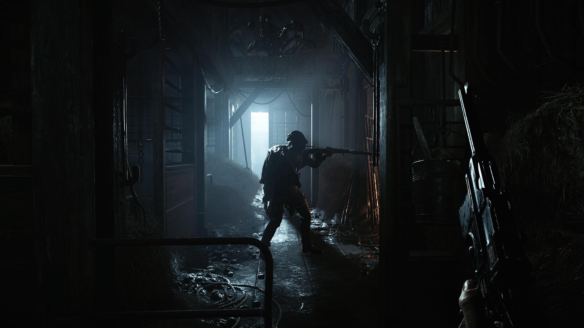 Hunt: Showdown, Jäger, Gewehr, Innenraum, Gegenlicht, Full HD 1080p, Desktop-Hintergrundbild