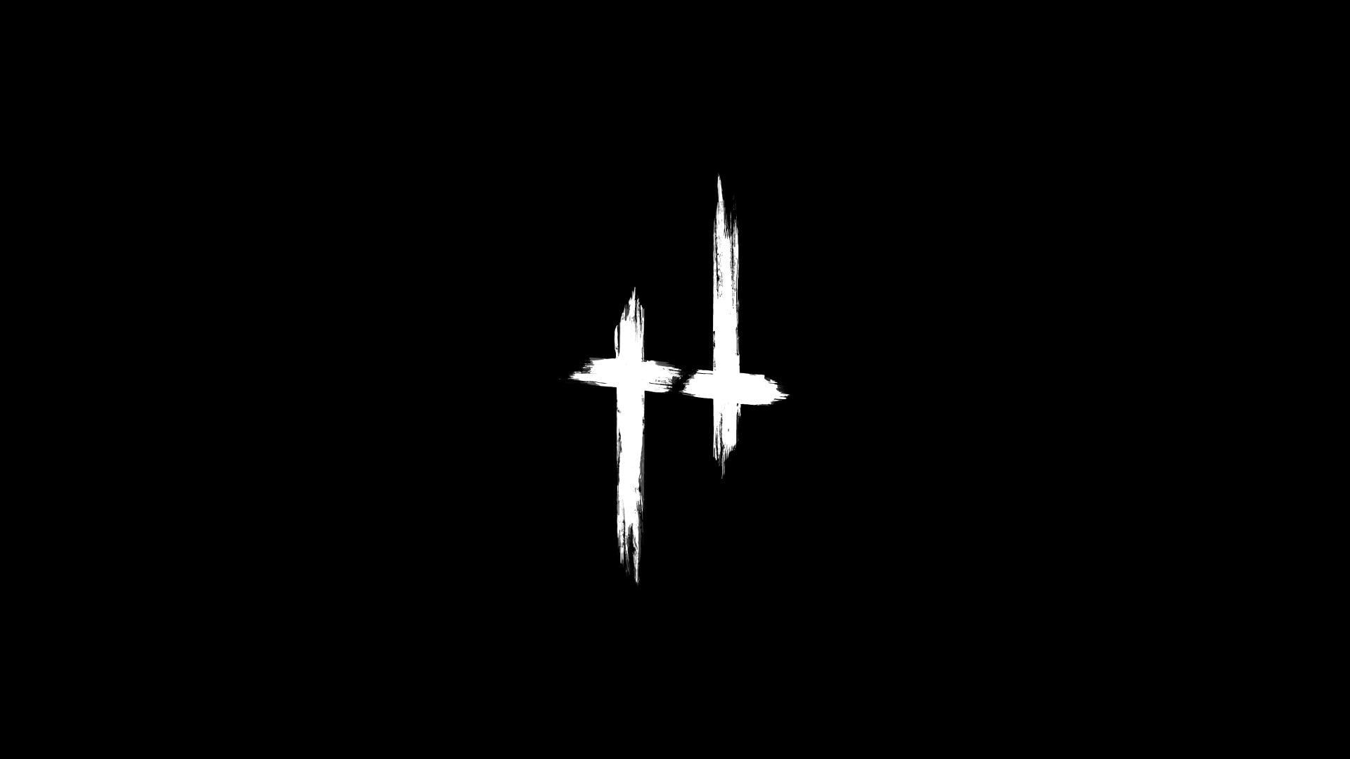 Hunt: Showdown, Symbol, Schwarzer Hintergrund, Minimalistisch, Weiß, Full HD Wallpaper