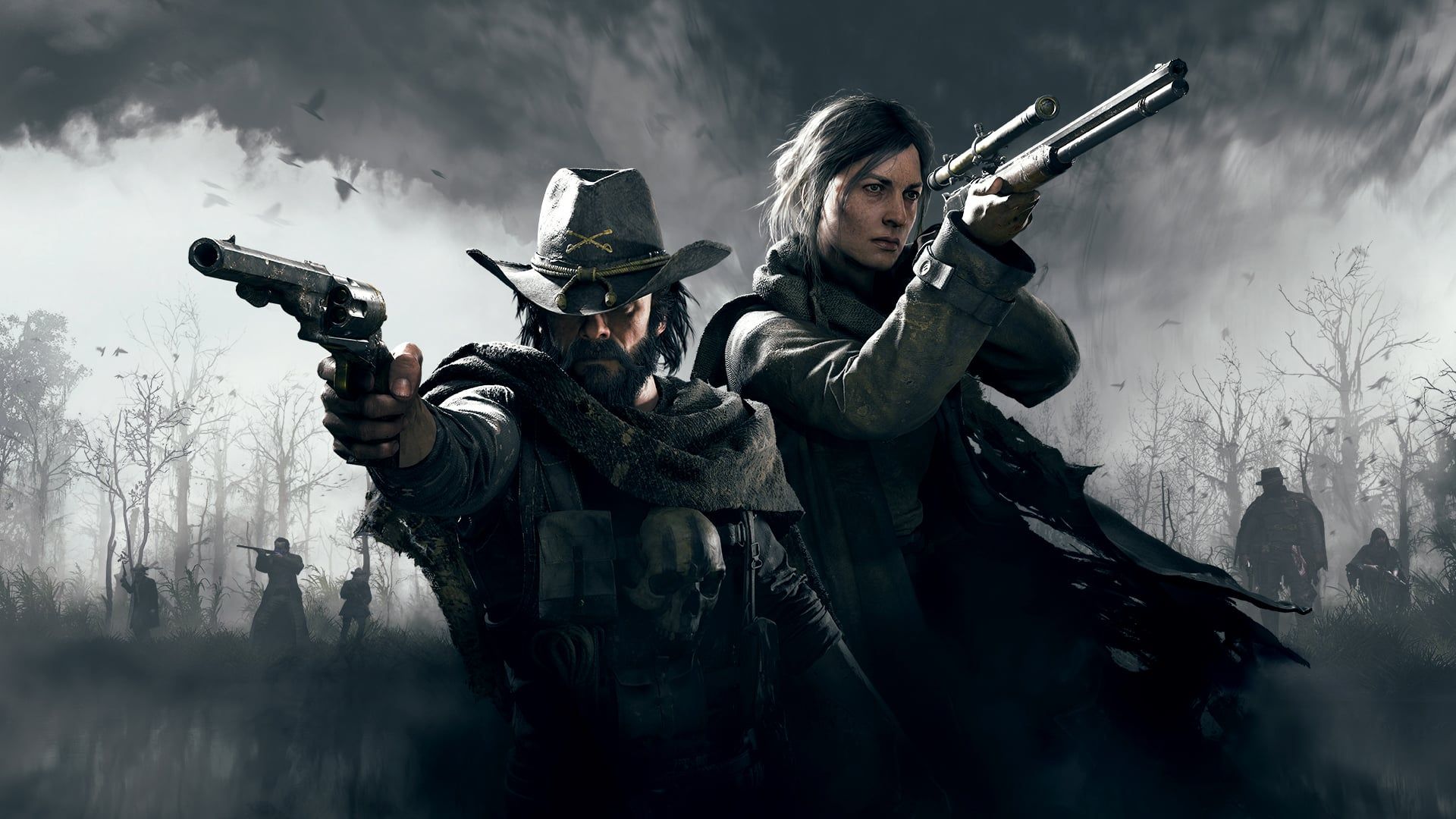 Hunt: Showdown, Jäger, Jägerin, Revolver, Nebel, 16:9, Full-HD-Hintergrundbild für den Desktop