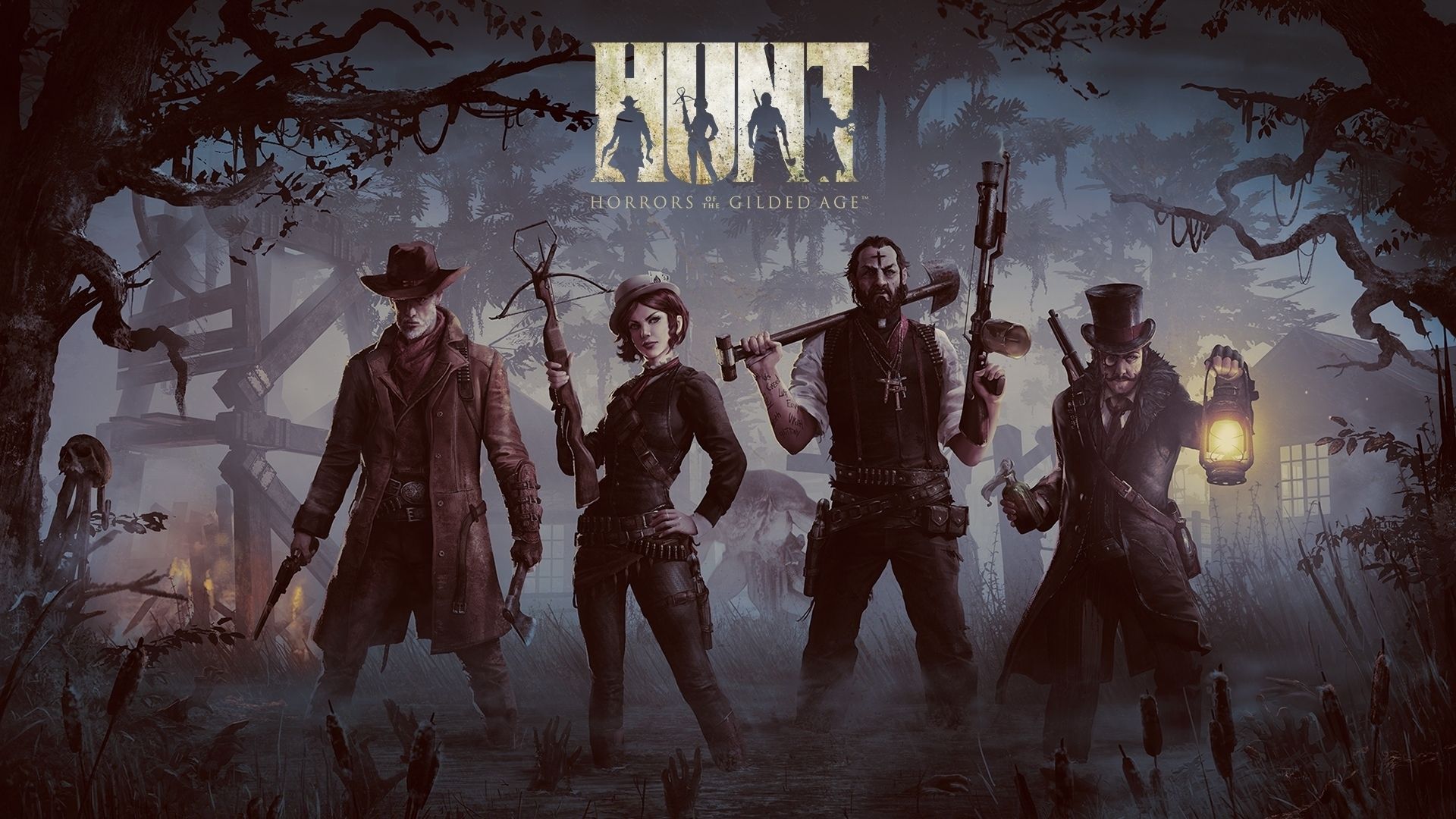 Hunt: Showdown, Jäger, Gruppe, Laterne, Rot, 1920x1080, Full-HD-Hintergrundbild für PC
