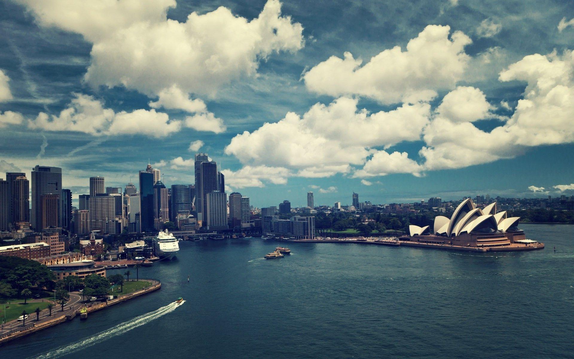 Sydney Opera House, Sydney, Skyline, Wolken, Hafen, 16:10, Full-HD-Hintergrundbild für den Desktop