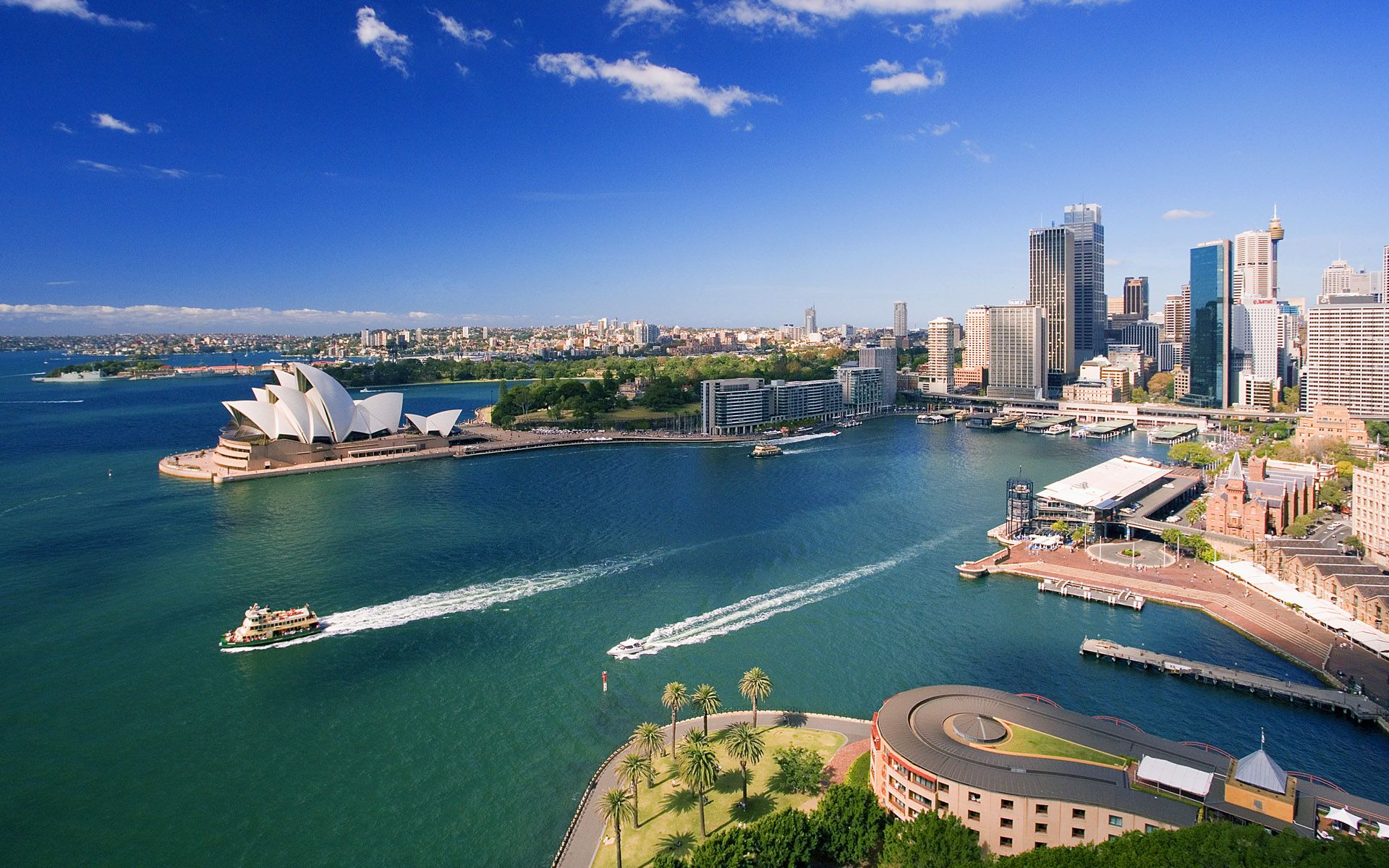 Sydney Opera House, Sydney, Circular Quay, Luftaufnahme, Hafen, Full HD, PC-Hintergrundbild