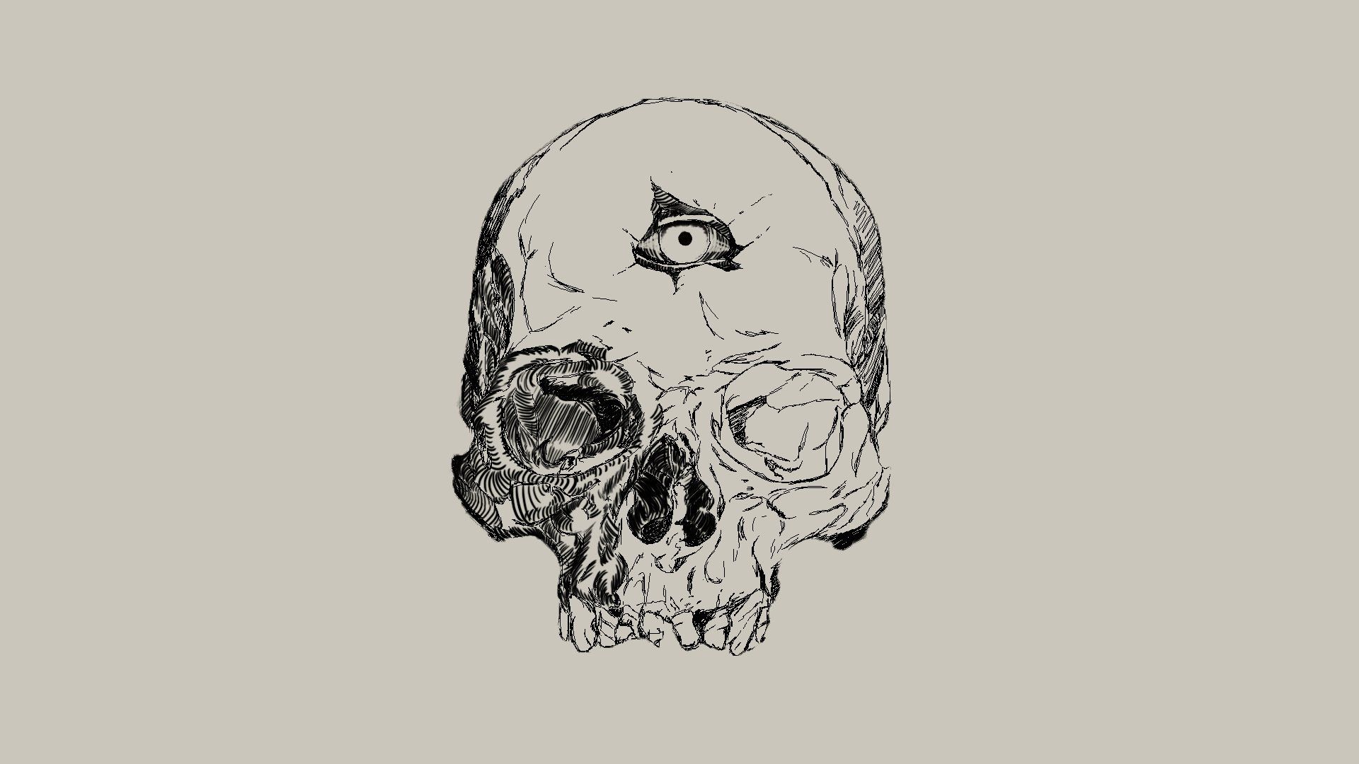 Hunt: Showdown, Totenkopf, Drittes Auge, Zeichnung, Beige, Full HD, Breitbild-Hintergrundbild