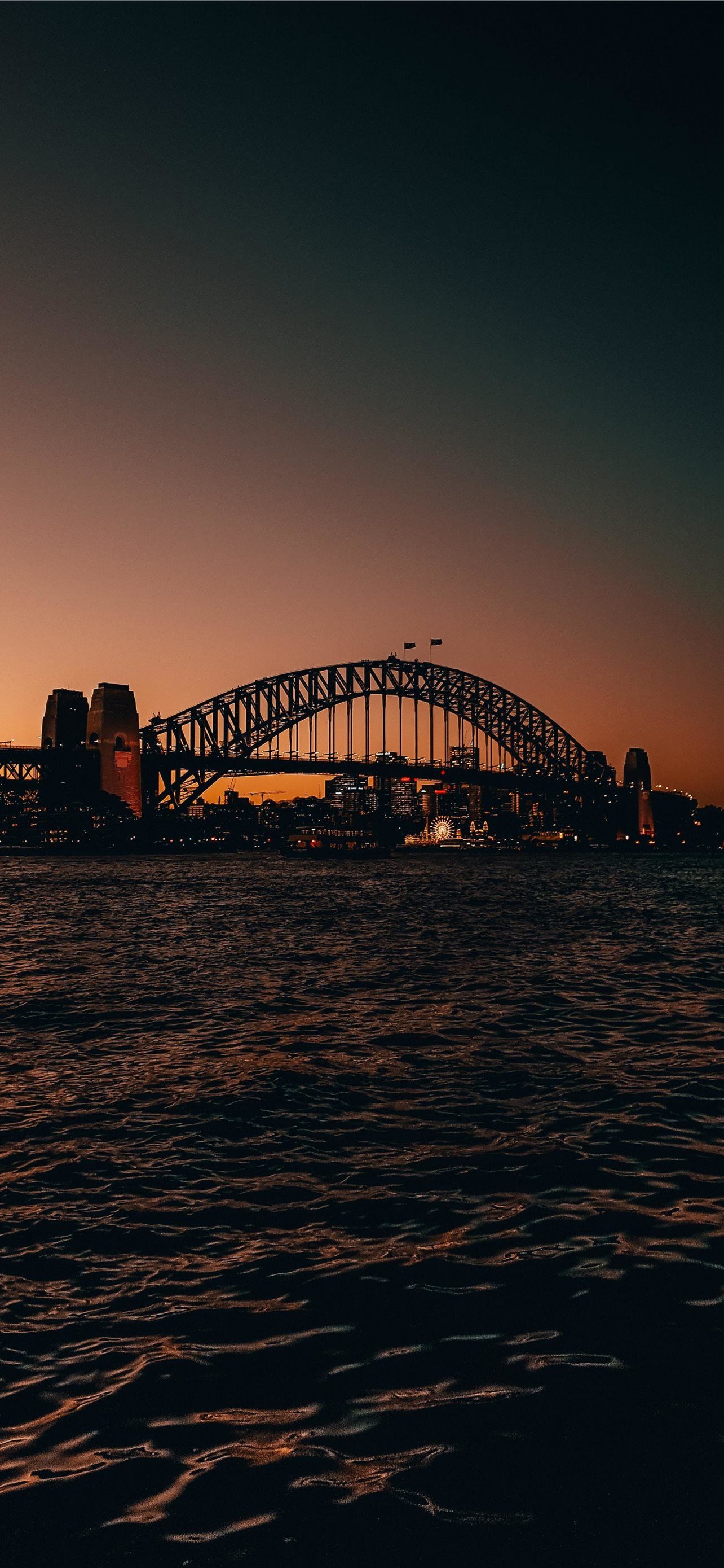Sydney Harbour Bridge, Sydney, Dämmerung, Wasser, Silhouette, Sperrbildschirm fürs iPhone