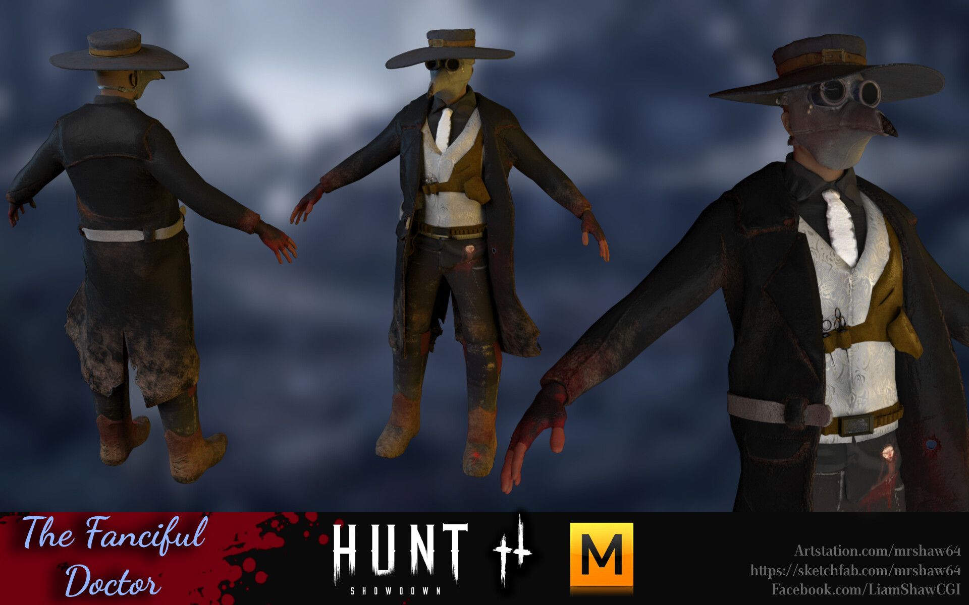 The Fanciful Doctor, Hunt: Showdown, Pestdoktor, Charaktermodell, Skin, Full HD, MacBook-Hintergrundbild