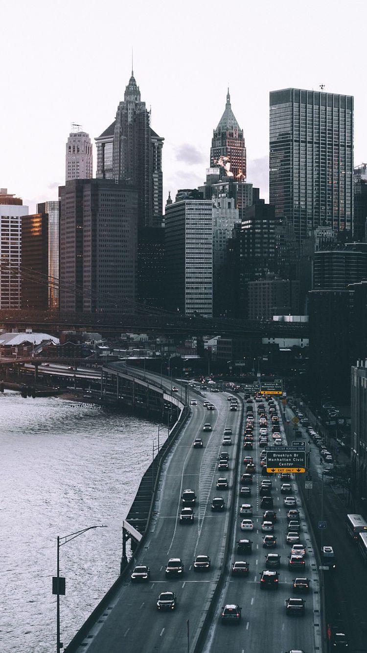 Manhattan, FDR Drive, New York, Hochhäuser, Straßenverkehr, Sperrbildschirm fürs iPhone