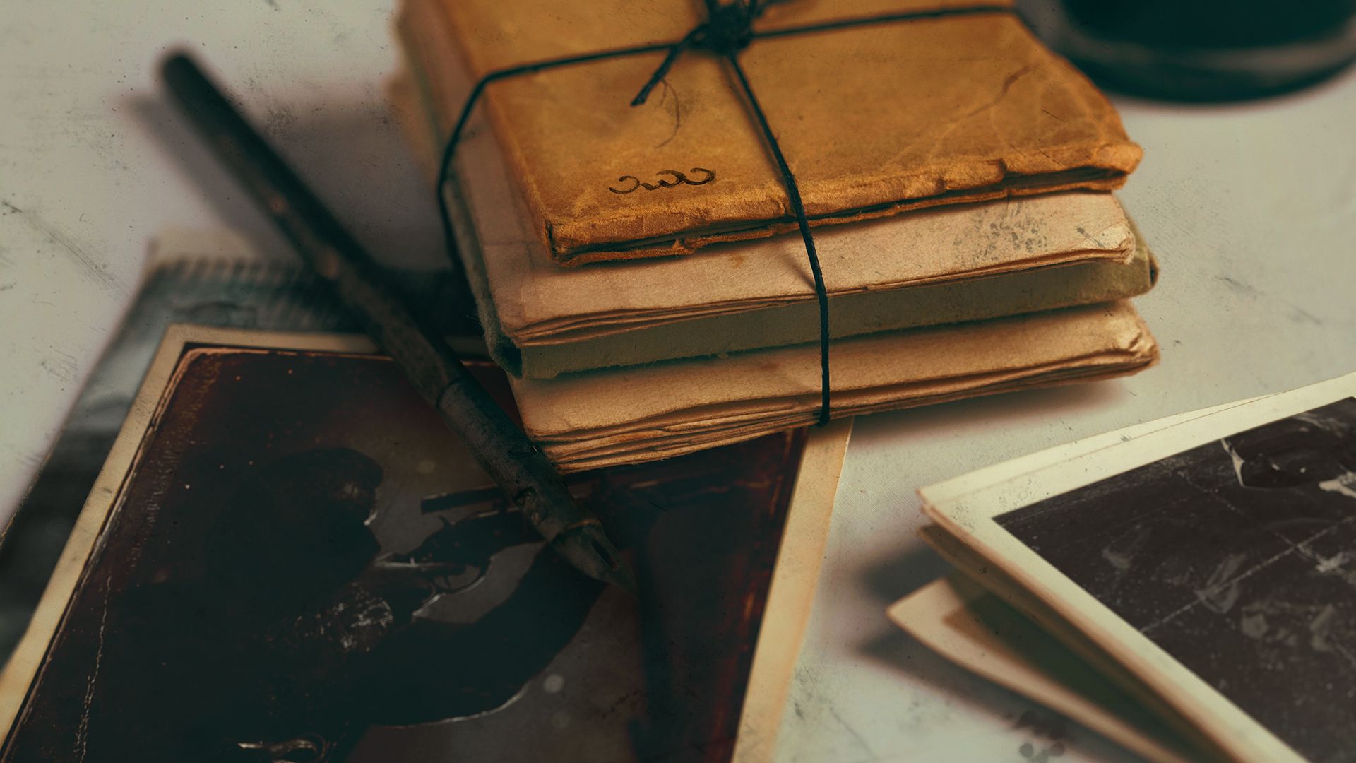 Hunt: Showdown, Briefe, Alte Fotos, Stillleben, Vintage, Full HD, Desktop-Hintergrund