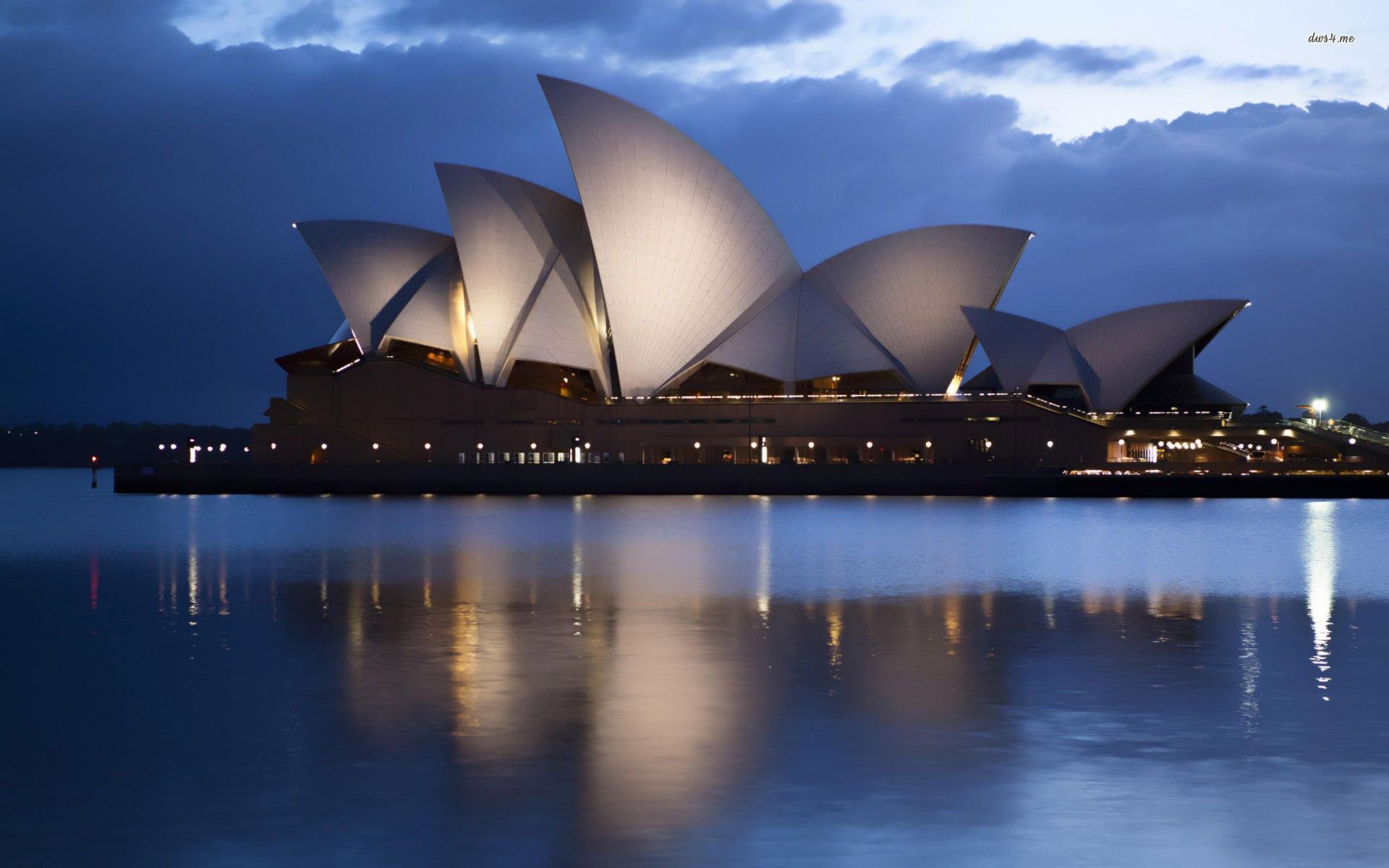 Sydney Opera House, Sydney, Nacht, Spiegelung, Architektur, Full HD, Laptop-Hintergrundbild