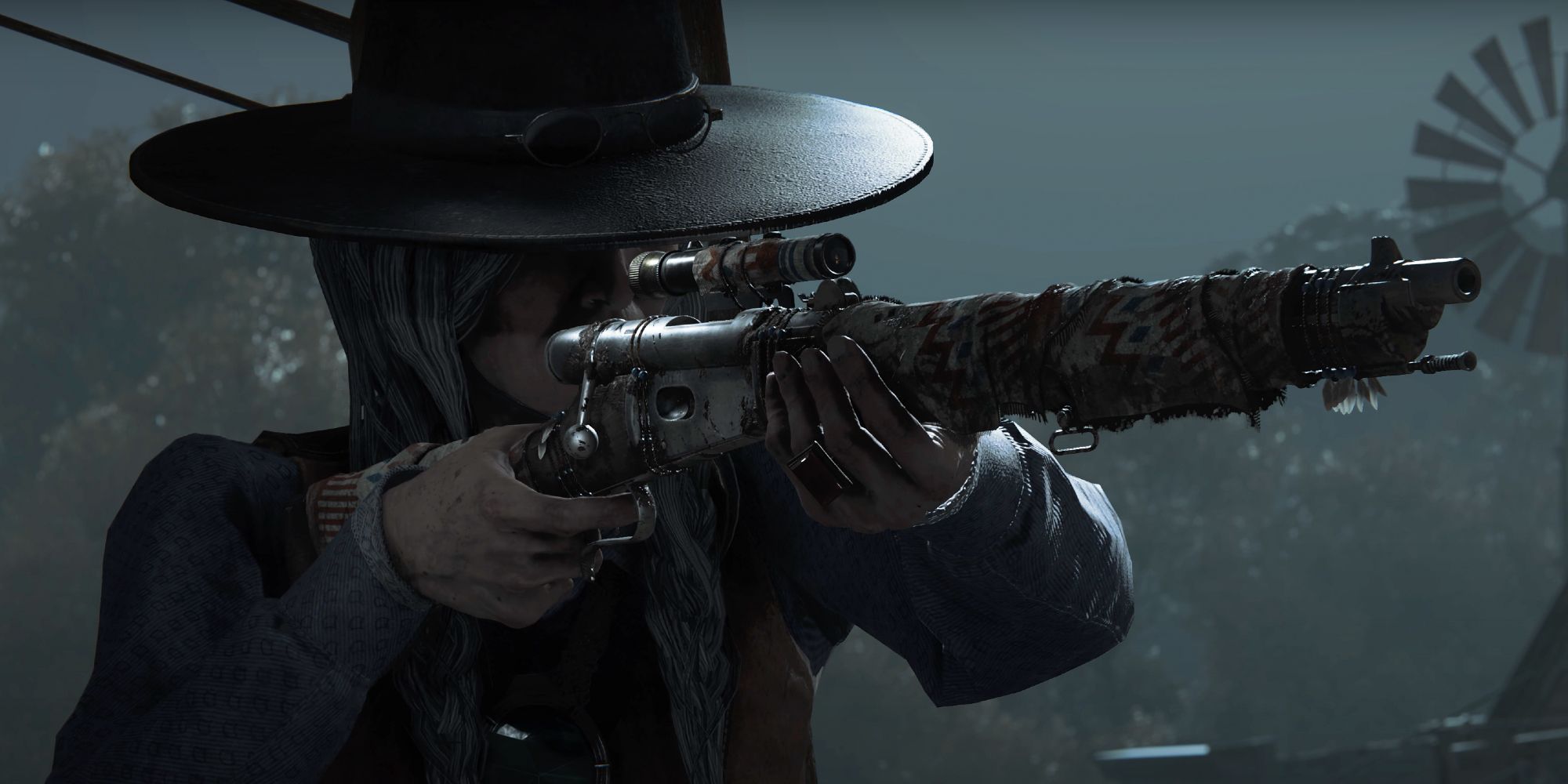 Hunt: Showdown, Jägerin, Gewehr, Breitkrempiger Hut, Zielen, Full HD, Windows-Hintergrundbild