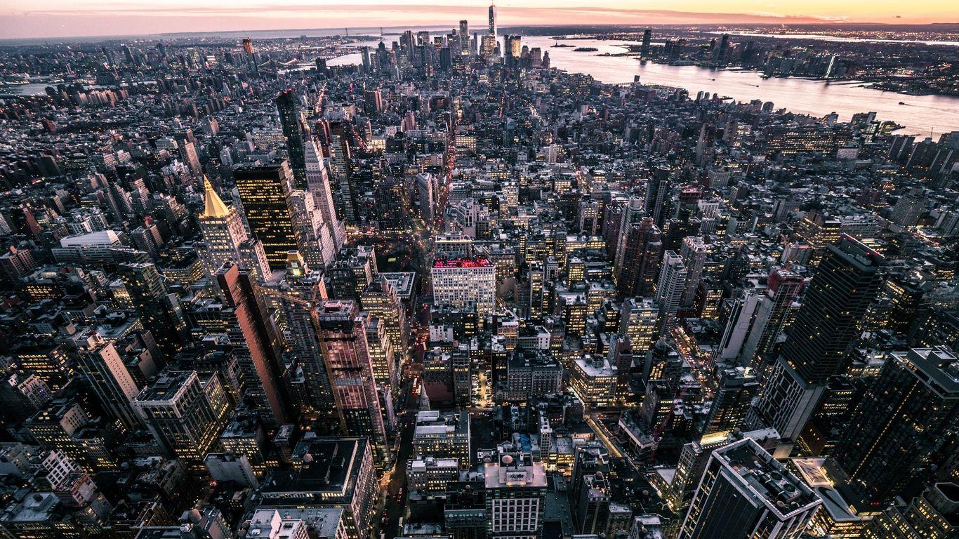 Manhattan, New York, Luftaufnahme, Hudson River, Stadtpanorama, HD-Hintergrundbild für PC