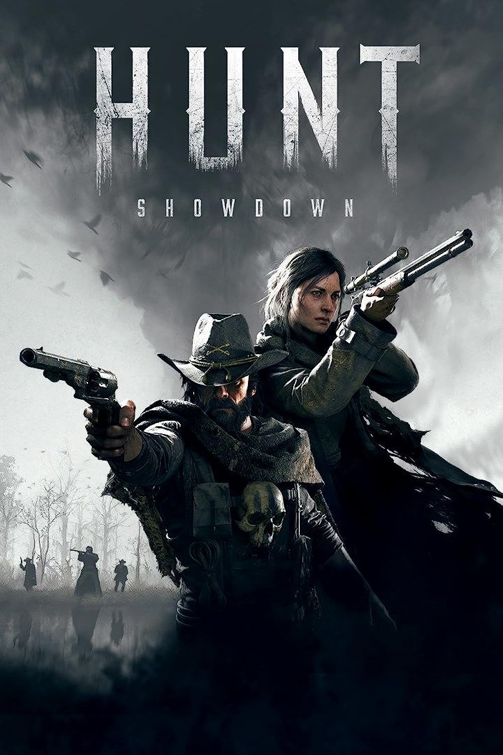 Hunt: Showdown, Cover, Jäger, Jägerin, Nebel, Hochformat, Hintergrundbild fürs Smartphone