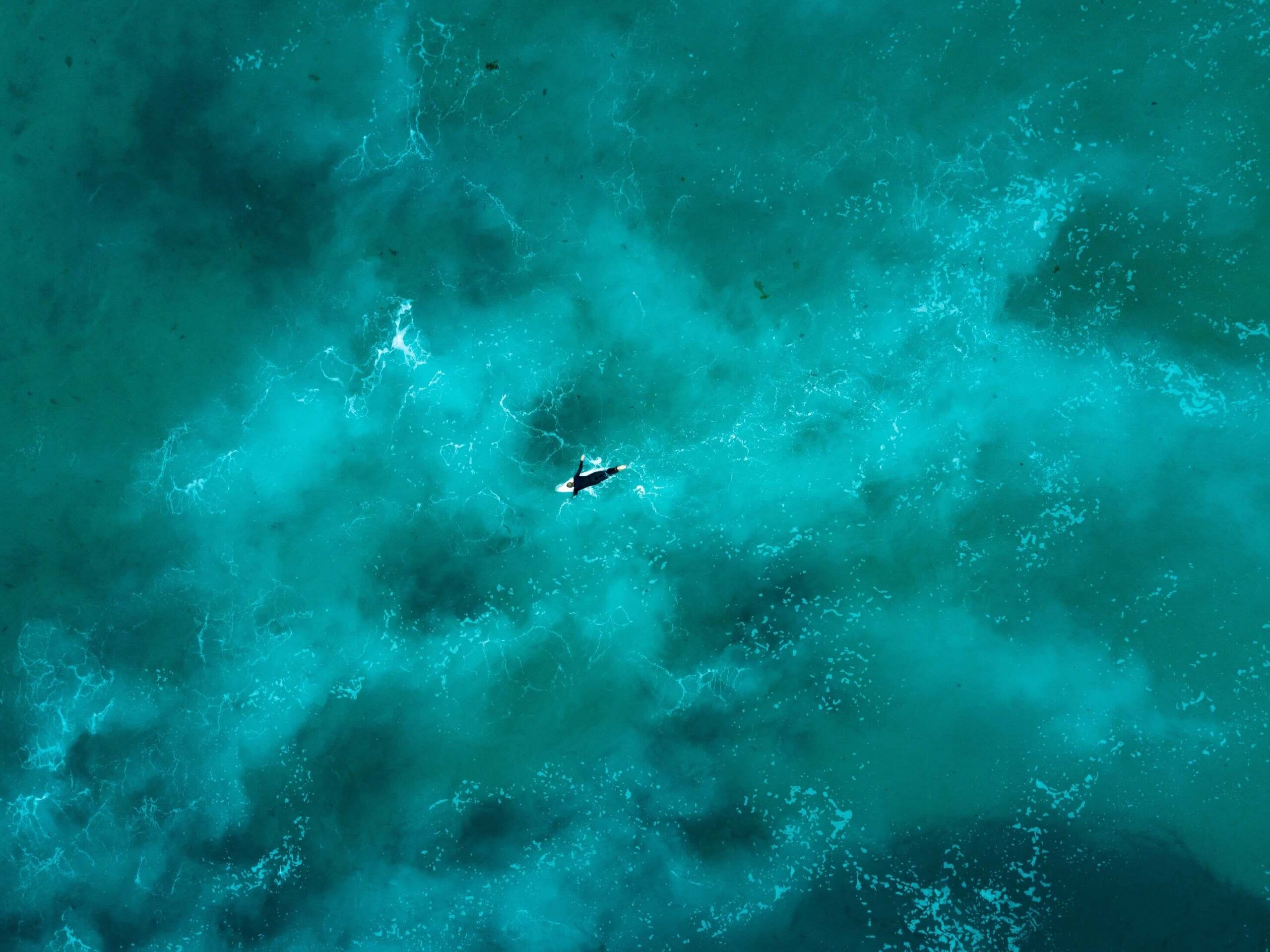 Freitaucher, Vogelperspektive, Türkises Meer, Meeresgrund, Weite, 2K, iPad-Hintergrundbild