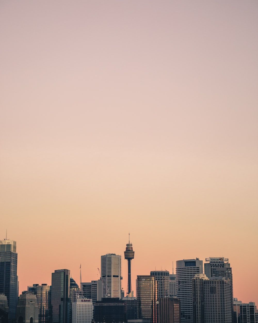 Sydney Tower, Sydney, Skyline, Pastellhimmel, Minimalistisch, Hintergrundbild fürs Tablet