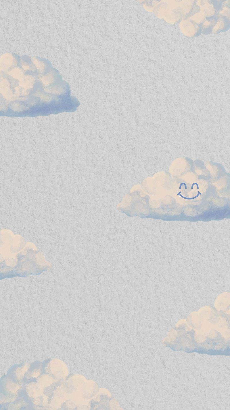 Wolken, Muster, Grau, Niedlich, Minimalismus, iPhone-17e-Wallpaper