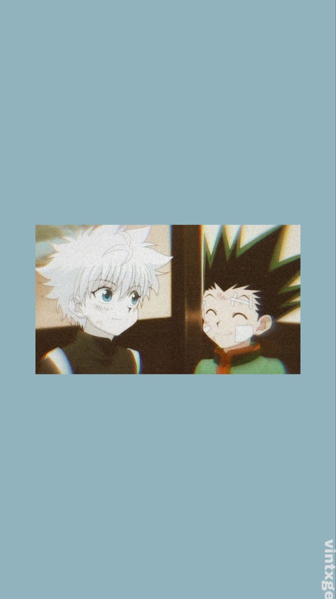 Killua Zoldyck, Gon Freecss, Hunter × Hunter, Hellblau, Minimalistisch, Sperrbildschirm fürs iPhone