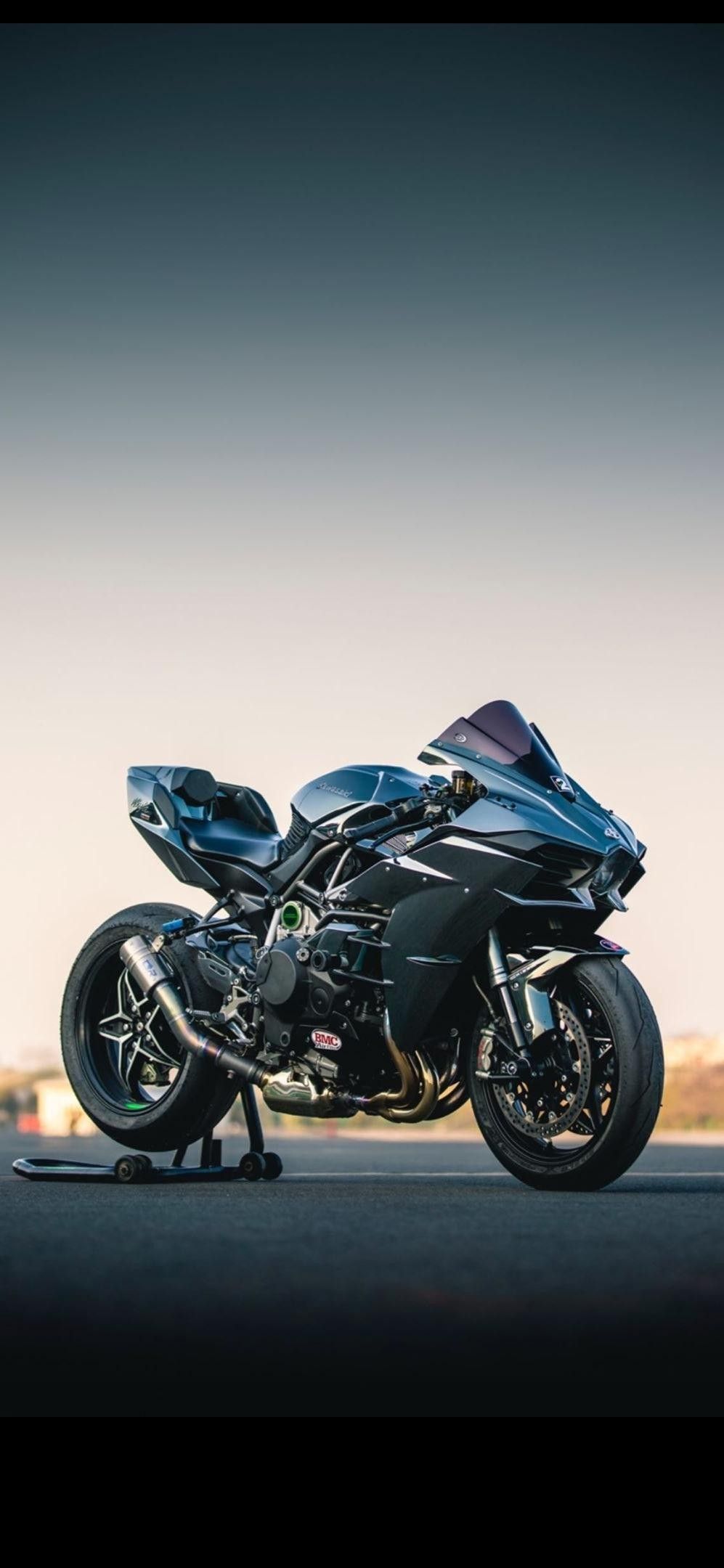 Kawasaki Ninja H2, Kawasaki, Hyperbike, Dunkel, Frontansicht, Hintergrundbild fürs Handy