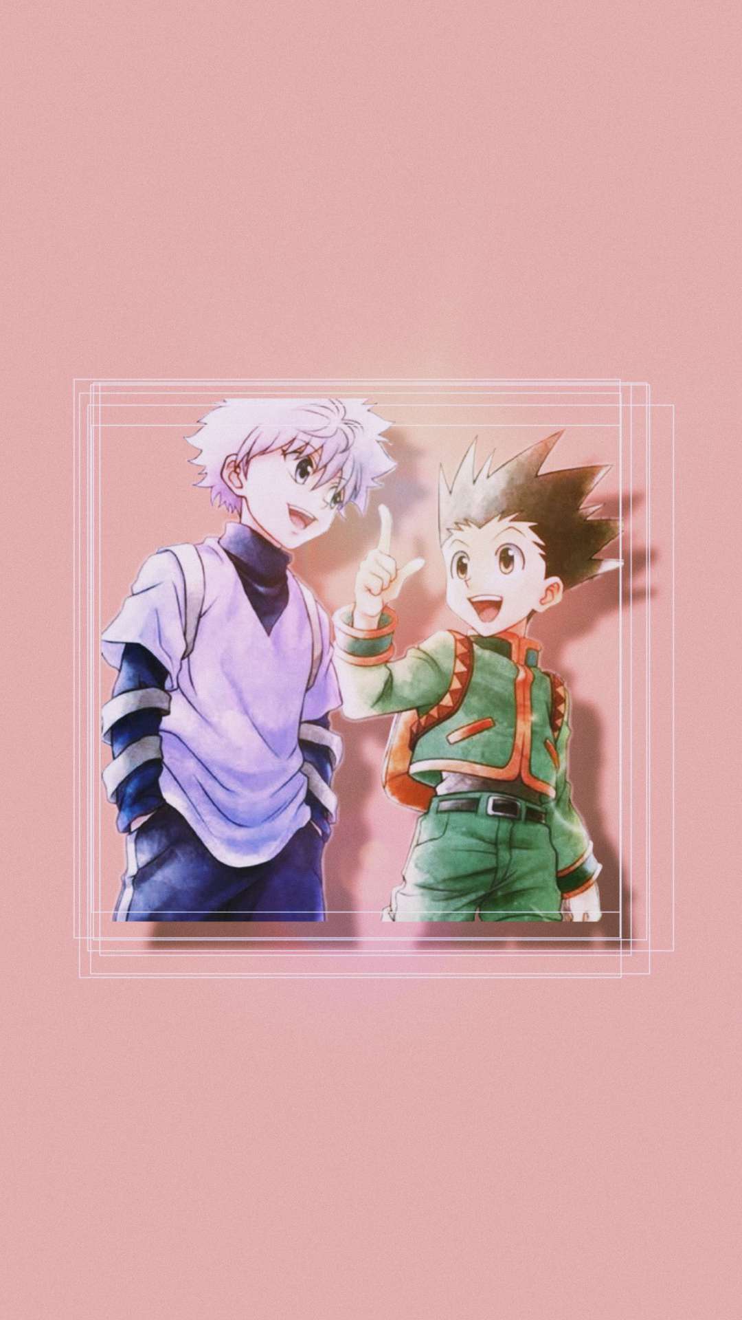 Killua Zoldyck, Gon Freecss, Hunter × Hunter, Altrosa, Minimalistisch, 1080x1920, Handy-Hintergrund