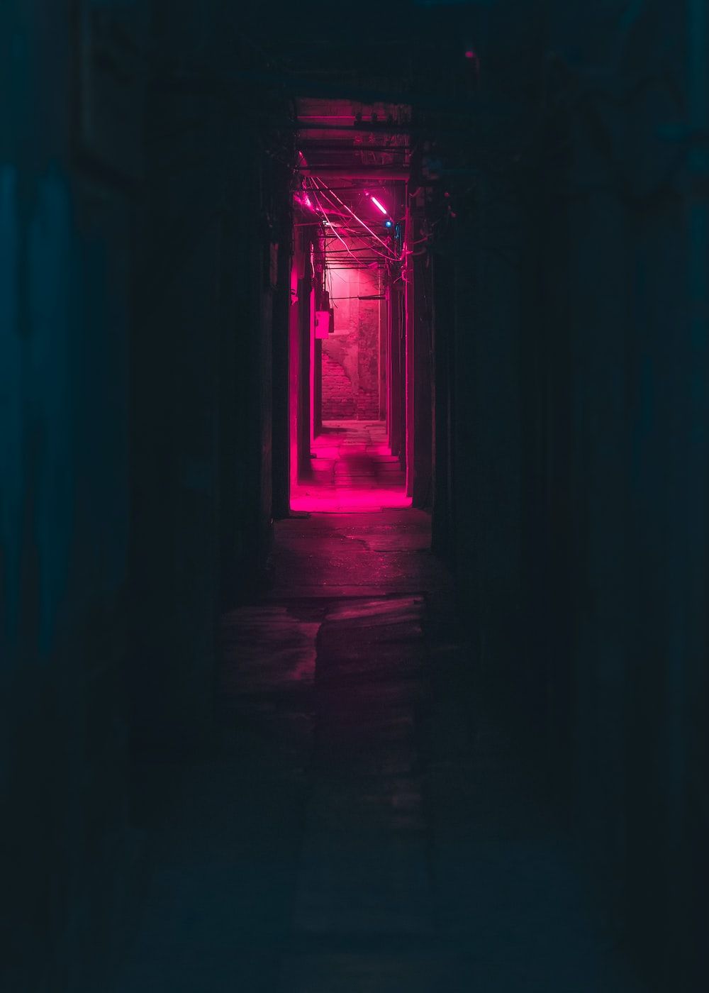 Flur, Rotes Licht, Dunkel, Tür, Mysteriös, HD, iPad-Hintergrundbild