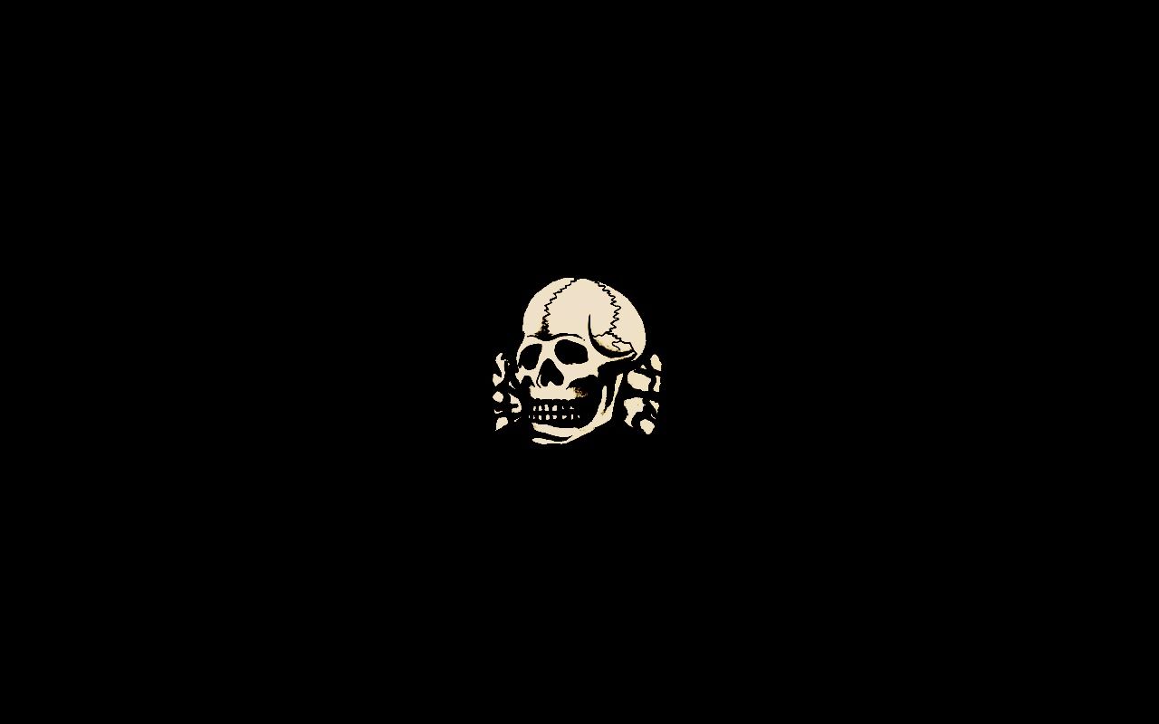 SS-Totenkopf, NS-Symbol, Schwarzer Hintergrund, Minimalistisch, HD Wallpaper
