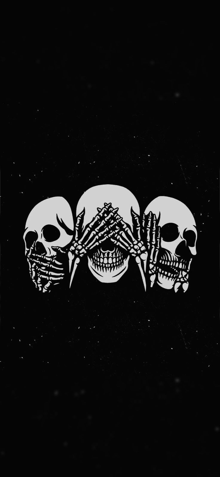Drei Totenköpfe, Nichts sehen, hören, sagen, Schwarzer Hintergrund, Minimalistisch, Sperrbildschirm