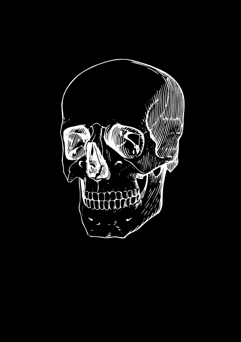 Totenkopf, Strichzeichnung, Schwarzer Hintergrund, Weiß, HD Wallpaper