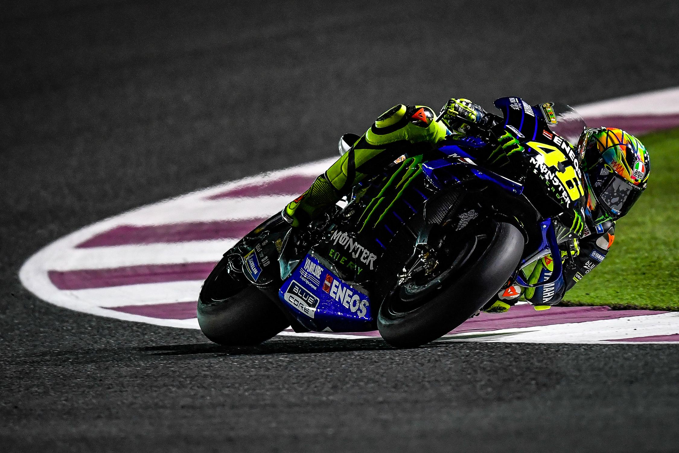 Valentino Rossi, Movistar Yamaha, Monster Energy, Kurvenfahrt, Rennstrecke, Full HD, Desktop-Hintergrund