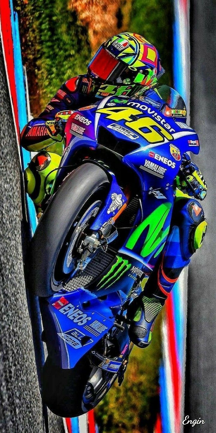 Valentino Rossi, Movistar Yamaha, Schräglage, Curbs, Draufsicht, HD, Handy-Hintergrund