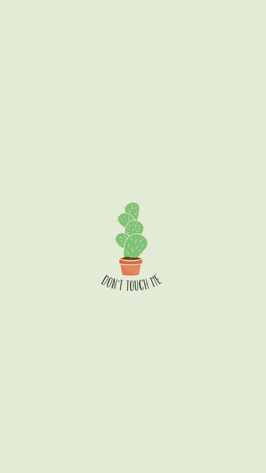 Kaktus, Don't touch me, Salbeigrün, Minimalistisch, Klein, HD, Handy-Hintergrundbild