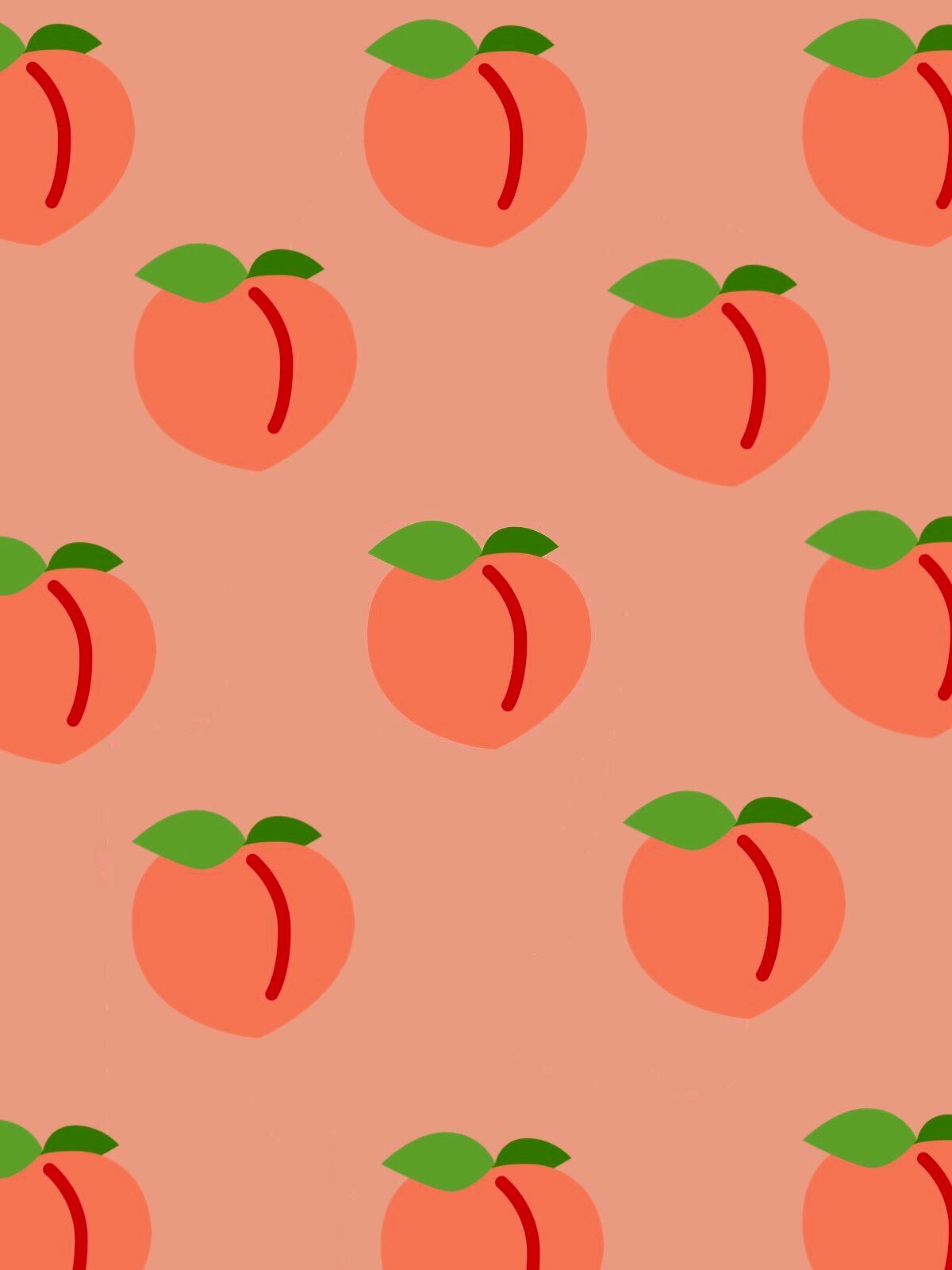 Pfirsiche, Muster, Obst, Orange, Illustration, Full HD, Hintergrundbild fürs Tablet
