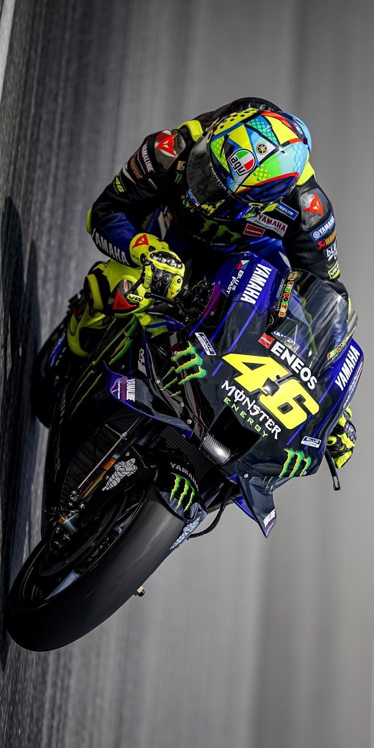 Valentino Rossi, Movistar Yamaha, Schräglage, Draufsicht, MotoGP, HD, iPhone-Hintergrundbild