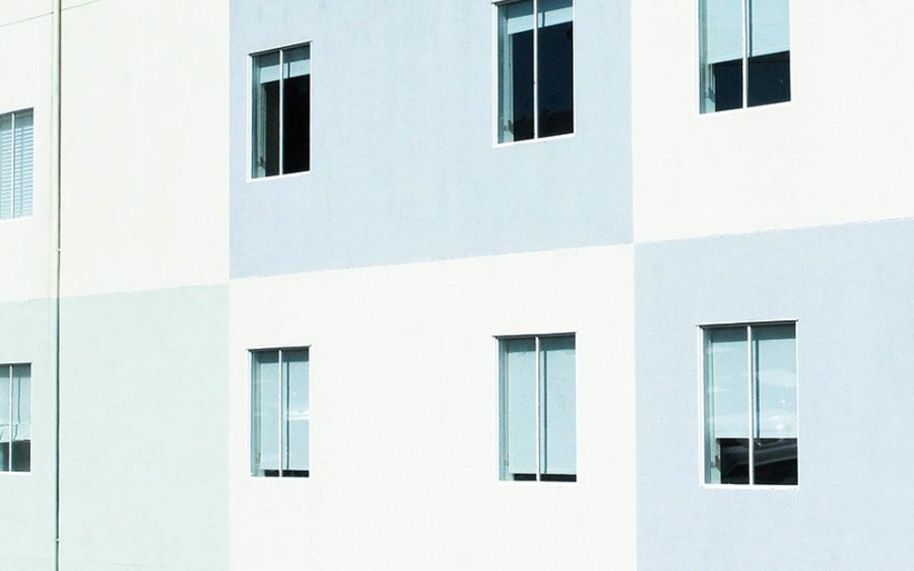 Fassade, Fenster, Pastellblau, Minimalismus, Architektur, HD, MacBook-Hintergrundbild