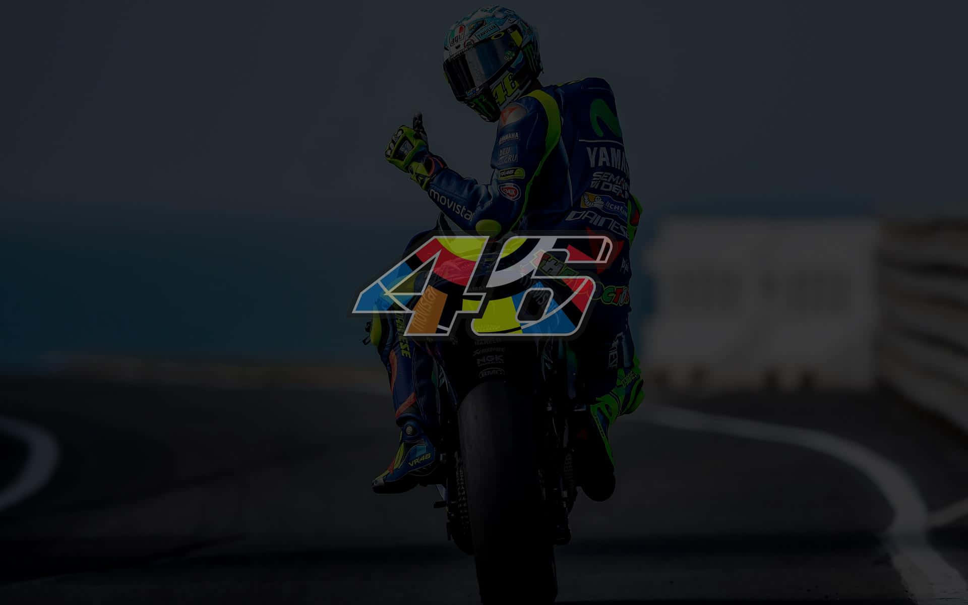 Valentino Rossi, Startnummer 46, Silhouette, Dunkel, Rennstrecke, Full-HD-Hintergrundbild für PC