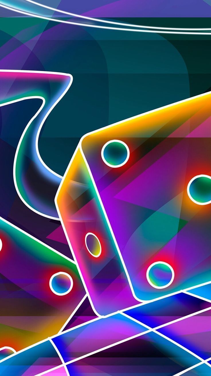 Würfel, Neonlinien, Bunt, Abstrakt, Hochformat, Hintergrundbild für iPhone und Android