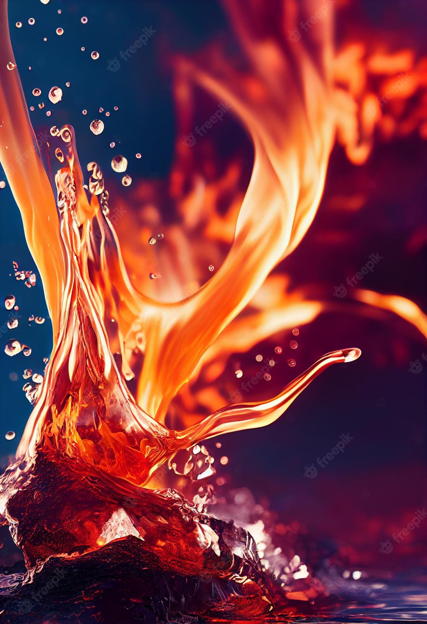 Flammen, Wasserspritzer, Rot, Abstrakt, Dunkler Hintergrund, Full HD Wallpaper