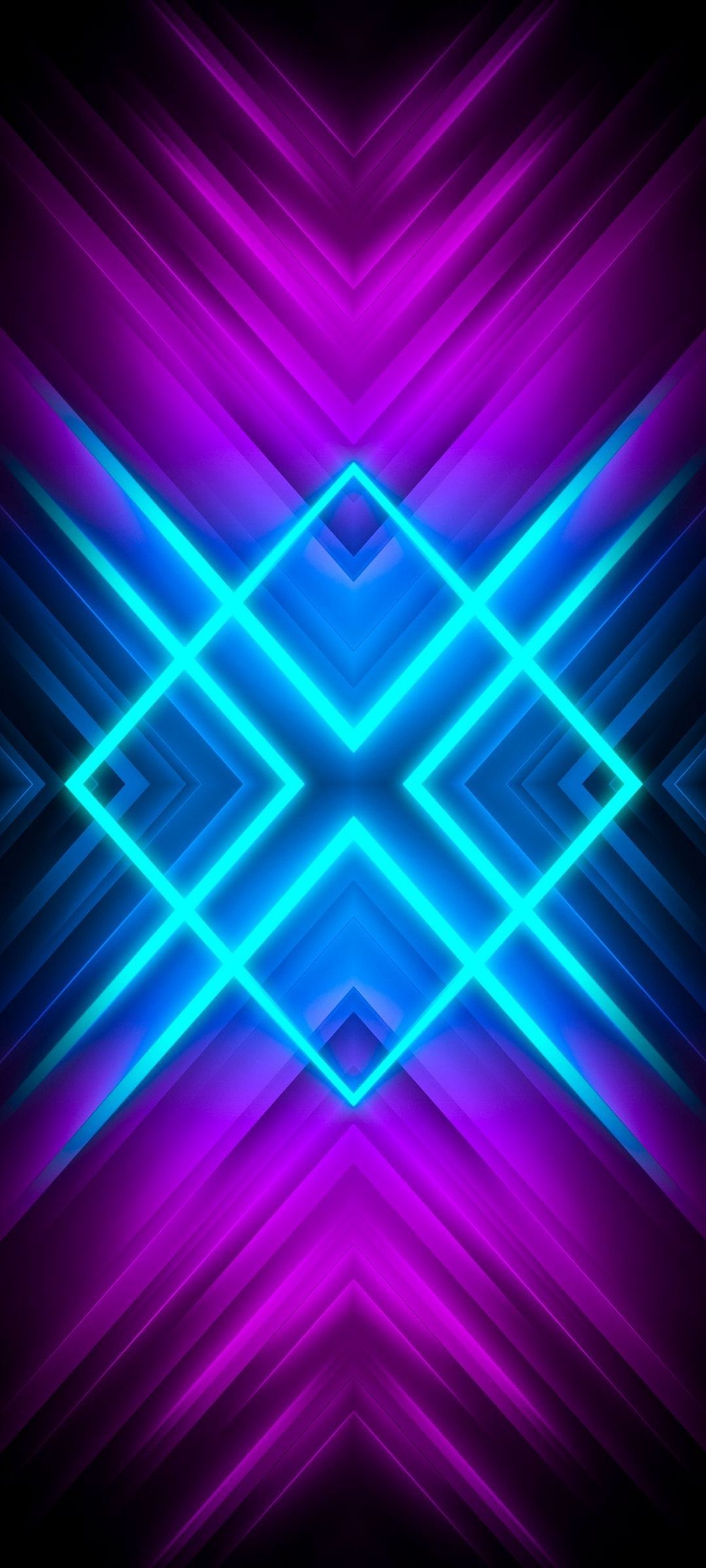 Symmetrie, Pfeile, Lila, Türkis, Geometrisch, Hintergrundbild für iPhone und Android
