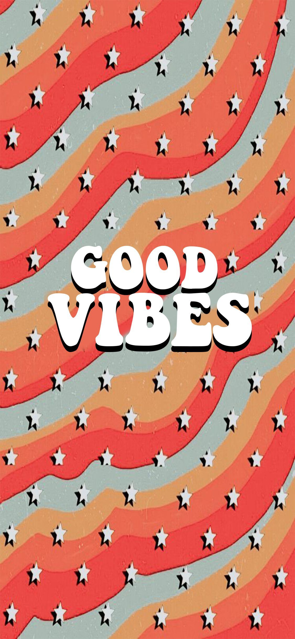 Good Vibes, Schriftzug, Retro, Muster, Orange Töne, Full HD, Handy-Hintergrund im Hochformat