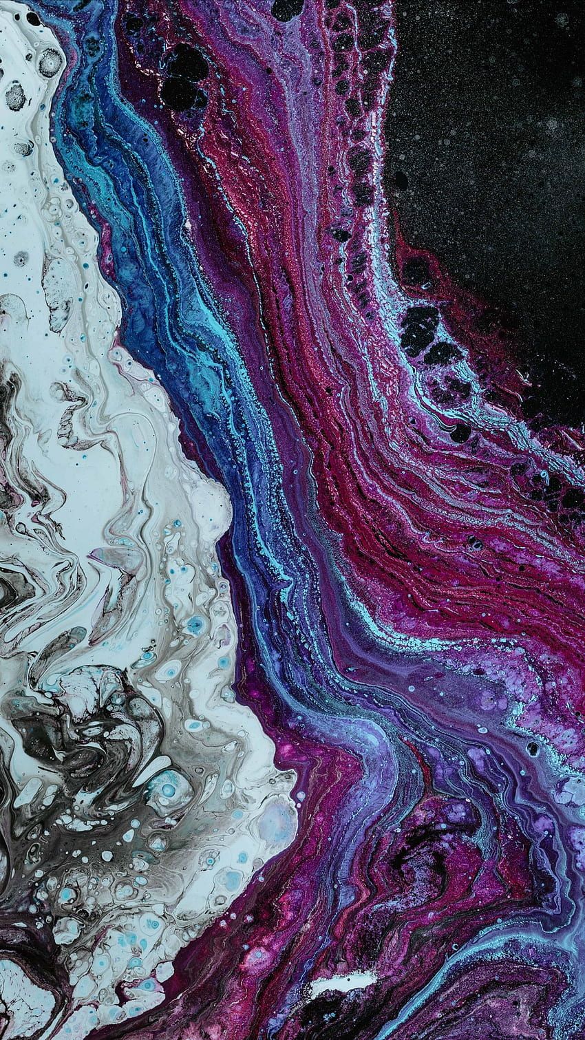 Fluid Art, Marmoreffekt, Abstrakt, Lila Töne, Acryl, HD, Hintergrundbild fürs Handy