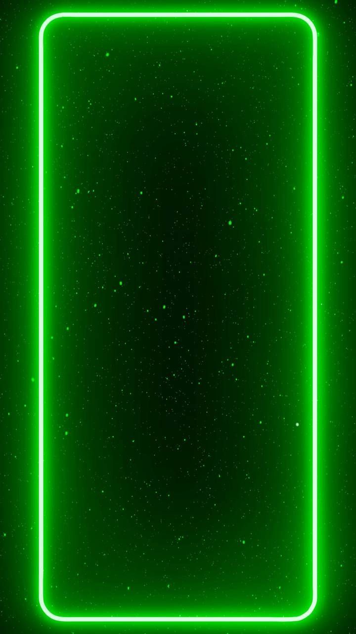 Neonrahmen, Grün, Rechteck, Schwarzer Hintergrund, Minimalistisch, Sperrbildschirm fürs iPhone
